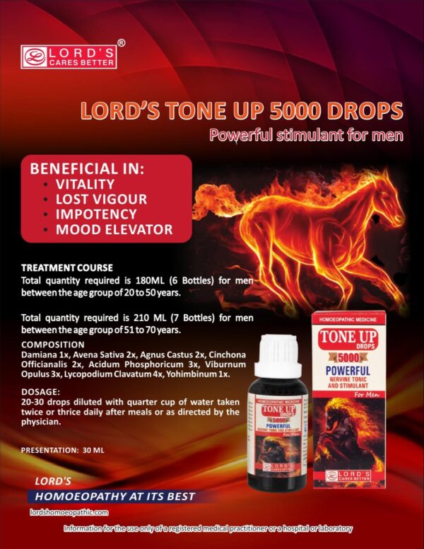 Lord's Tone Up 5000 Drop Powerful Nervine Tonic and Stimulant for Men 30ml